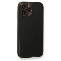 Newface iPhone 13 Pro Kılıf Coco Deri Silikon Kapak - Siyah
