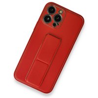 Newface iPhone 13 Pro Kılıf Coco Deri Standlı Kapak - Kırmızı