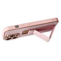 Newface iPhone 13 Pro Kılıf Coco Karbon Standlı Kapak - Pembe