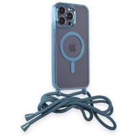 Newface iPhone 13 Pro Kılıf Divo Lazer Askılı Magsafe Kapak - Sierra Blue