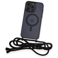 Newface iPhone 13 Pro Kılıf Divo Lazer Askılı Magsafe Kapak - Siyah