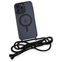 Newface iPhone 13 Pro Kılıf Divo Lazer Askılı Magsafe Kapak - Siyah