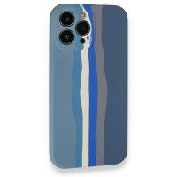 Newface iPhone 13 Pro Kılıf Ebruli Lansman Silikon - Mavi-Gri