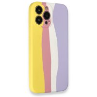 Newface iPhone 13 Pro Kılıf Ebruli Lansman Silikon - Sarı-Mavi