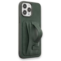 HDD iPhone 13 Pro Kılıf HD Deri Kartvizitli Kapak - Yeşil