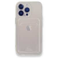 Newface iPhone 13 Pro Kılıf Kart Şeffaf Silikon - Şeffaf
