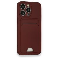 Newface iPhone 13 Pro Kılıf Kelvin Kartvizitli Silikon - Bordo