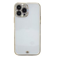 Newface iPhone 13 Pro Kılıf Liva Taşlı Silikon - Beyaz