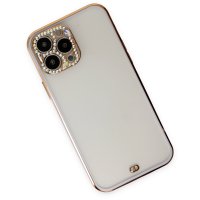 Newface iPhone 13 Pro Kılıf Liva Taşlı Silikon - Mor