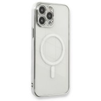 Newface iPhone 13 Pro Kılıf Magsafe Lazer Silikon - Gümüş