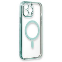 Newface iPhone 13 Pro Kılıf Magneticsafe Lazer Silikon - Haki Yeşil