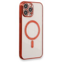 Newface iPhone 13 Pro Kılıf Magsafe Lazer Silikon - Kırmızı