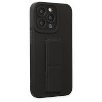 Newface iPhone 13 Pro Kılıf Mega Standlı Silikon - Siyah