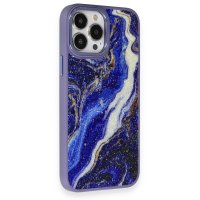 Newface iPhone 13 Pro Kılıf Moda Simli Kapak - Mavi