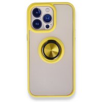 Newface iPhone 13 Pro Kılıf Montreal Yüzüklü Silikon Kapak - Sarı