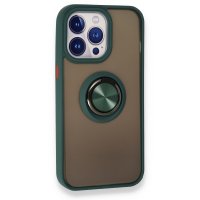 Newface iPhone 13 Pro Kılıf Montreal Yüzüklü Silikon Kapak - Yeşil