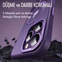 Newface iPhone 13 Pro Kılıf Mudo Mat Magneticsafe Kapak - Derin Mor
