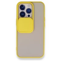 Newface iPhone 13 Pro Kılıf Palm Buzlu Kamera Sürgülü Silikon - Sarı