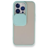 Newface iPhone 13 Pro Kılıf Palm Buzlu Kamera Sürgülü Silikon - Turkuaz