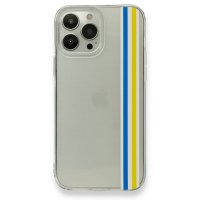Newface iPhone 13 Pro Kılıf Prime Silikon - Mavi-Sarı