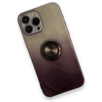 Newface iPhone 13 Pro Kılıf Simli Yüzüklü Silikon - Siyah