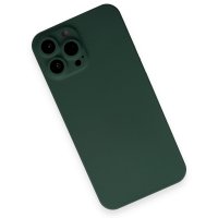 Newface iPhone 13 Pro Max Kılıf 360 Mat Full Body Silikon Kapak - Koyu Yeşil