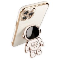 Newface iPhone 13 Pro Max Kılıf Aston Stand Silikon - Beyaz