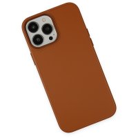 Newface iPhone 13 Pro Max Kılıf Asya Deri Silikon - Kahverengi