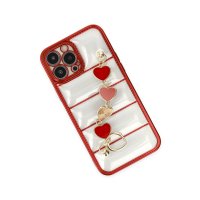 Newface iPhone 13 Pro Max Kılıf Berlin Elcekli Silikon - Kırmızı