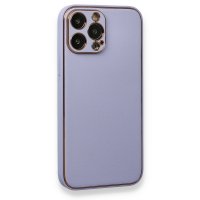 Newface iPhone 13 Pro Max Kılıf Coco Deri Silikon Kapak - Açık Lila