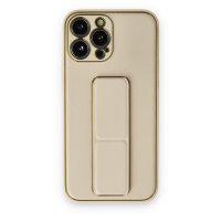 Newface iPhone 13 Pro Max Kılıf Coco Deri Standlı Kapak - Gold