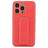 Newface iPhone 13 Pro Max Kılıf Coco Karbon Standlı Kapak  - Kırmızı
