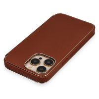 Newface iPhone 13 Pro Max Kılıf Dolpin Kapaklı - Kahverengi