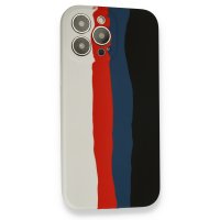 Newface iPhone 13 Pro Max Kılıf Ebruli Lansman Silikon - Beyaz-Siyah