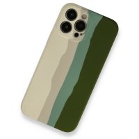 Newface iPhone 13 Pro Max Kılıf Ebruli Lansman Silikon - Beyaz-Yeşil