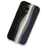 Newface iPhone 13 Pro Max Kılıf Ebruli Lansman Silikon - Siyah-Lacivert
