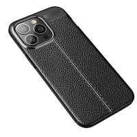 Newface iPhone 13 Pro Max Kılıf Focus Derili Silikon - Siyah