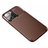 Newface iPhone 13 Pro Max Kılıf Auto Focus Karbon Kapak - Kahverengi