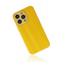 Newface iPhone 13 Pro Max Kılıf Glass Kapak - Sarı