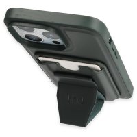 HDD iPhone 13 Pro Max Kılıf HD Deri Luxury Magnet Kartvizitli Kapak - Koyu Yeşil