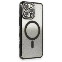 Newface iPhone 13 Pro Max Kılıf Joke Simli Magneticsafe Kılıf - Siyah
