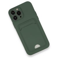 Newface iPhone 13 Pro Max Kılıf Kelvin Kartvizitli Silikon - Koyu Yeşil
