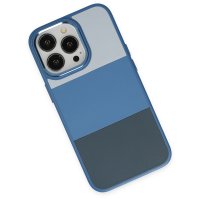 Newface iPhone 13 Pro Max Kılıf King Kapak - Açık Mavi-Lacivert