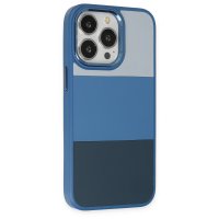 Newface iPhone 13 Pro Max Kılıf King Kapak - Açık Mavi-Lacivert