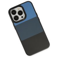Newface iPhone 13 Pro Max Kılıf King Kapak - Mavi-Siyah