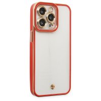Newface iPhone 13 Pro Max Kılıf Liva Lens Silikon - Kırmızı