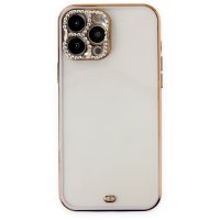 Newface iPhone 13 Pro Max Kılıf Liva Taşlı Silikon - Mor