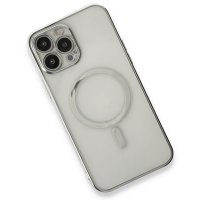 Newface iPhone 13 Pro Max Kılıf Magneticsafe Lazer Silikon - Gümüş