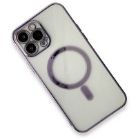 Newface iPhone 13 Pro Max Kılıf Magneticsafe Lazer Silikon - Mor
