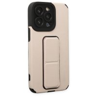 Newface iPhone 13 Pro Max Kılıf Mega Standlı Silikon - Gold